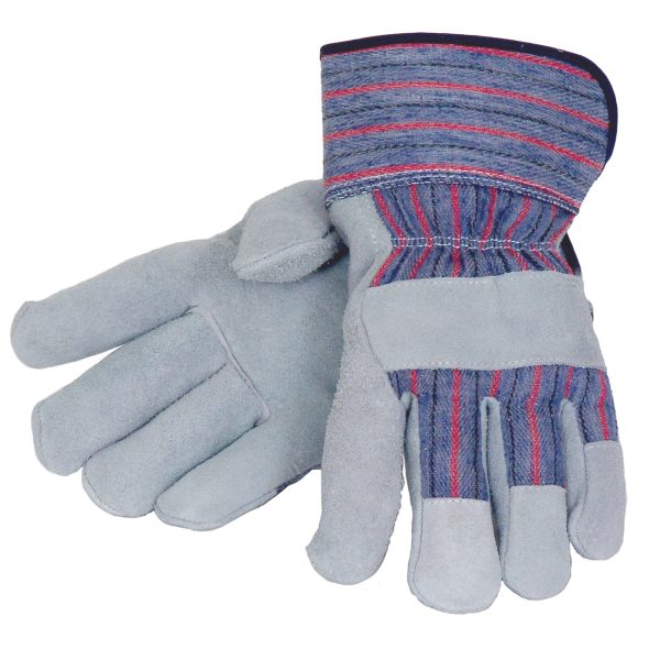 Expert Gardener Men's Gray Leather Palm with Safety Cuff, Large