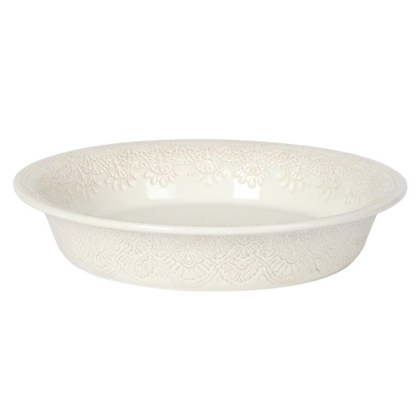 The Pioneer Woman Vintage Lace 10-Inch Stoneware Baking Pie Pan & Tart Dish, Cream