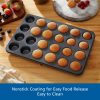 Mainstays 24 Cavity Mini Muffin Pan, Non-Stick Bakeware,1.8 inch Diameter Cups,Gray,Carbon Steel