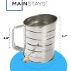 Mainstays Stainless Steel 3 Cup Flour Hand-Crank Sifter with Beechwood Handle Silver