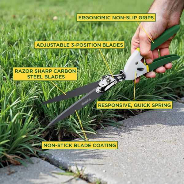 Miracle-Gro Grass Shears – Adjustable Handle, Sharp Carbon Steel Blades