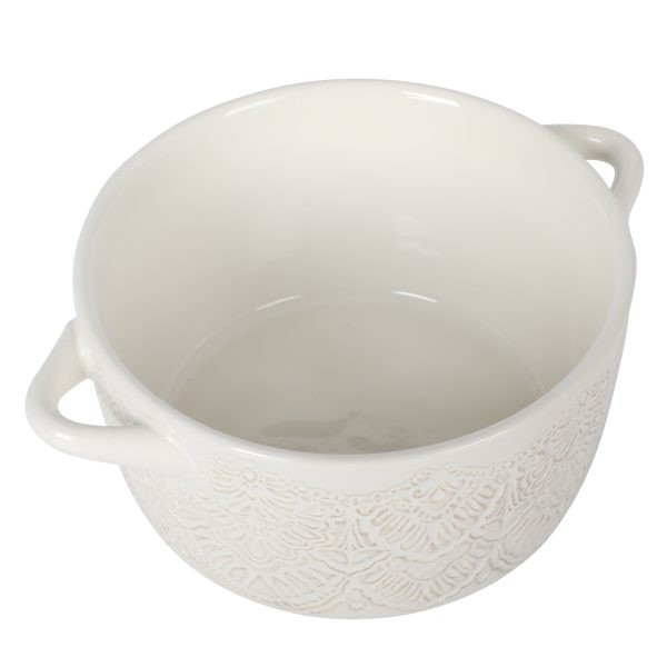 The Pioneer Woman 1QT Cocotte Casserole Baking Dish with Lid, Stoneware, Vintage Lace, Linen