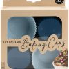 S&T Inc. Reusable Non-Stick Silicone Baking Cups-12 pack-Standard Size-Assorted Colors