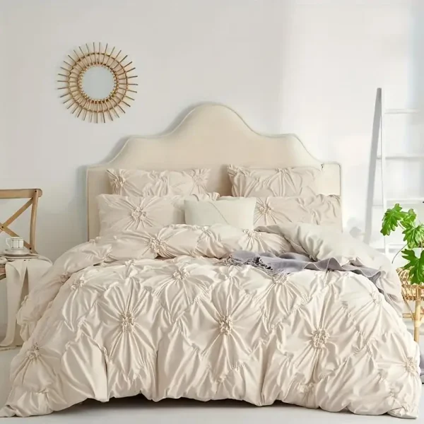 Solid Color 3 Piece Brushed Polyester Bedding Set