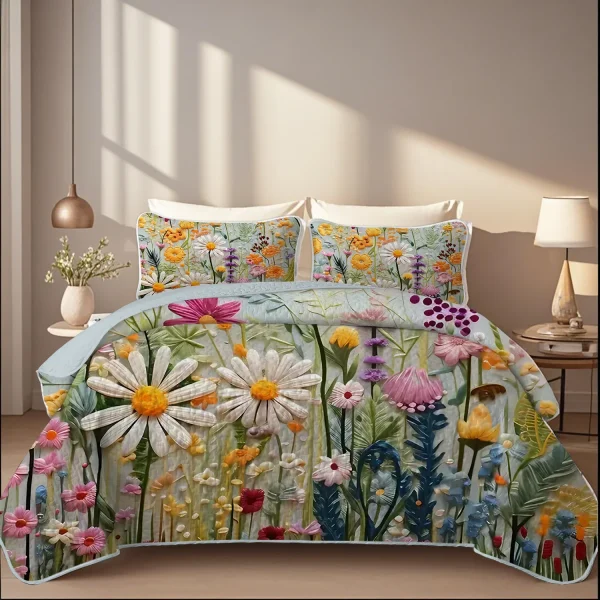Lightweight Summer Floral Quilt Set California King