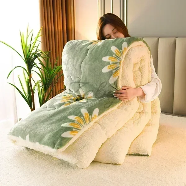 Zeby Daisy Ultra-Thick Weighted Winter Blanket Sherpa Fleece Comforter